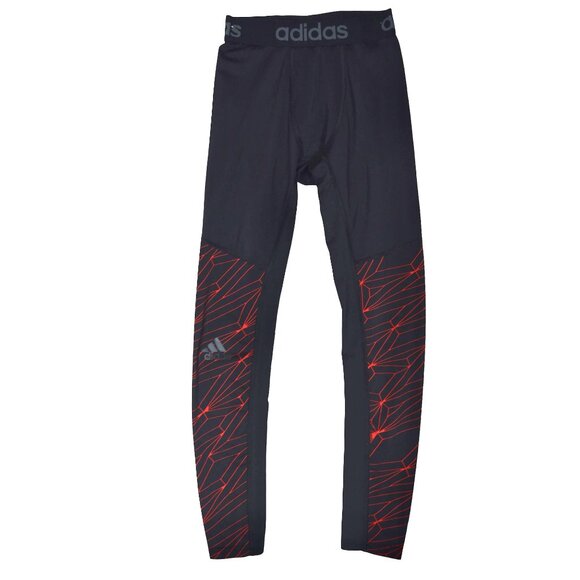 Adidas Climacool Black Red Graphic Ankle Running Tights Gym Training M - Picture 1 of 10